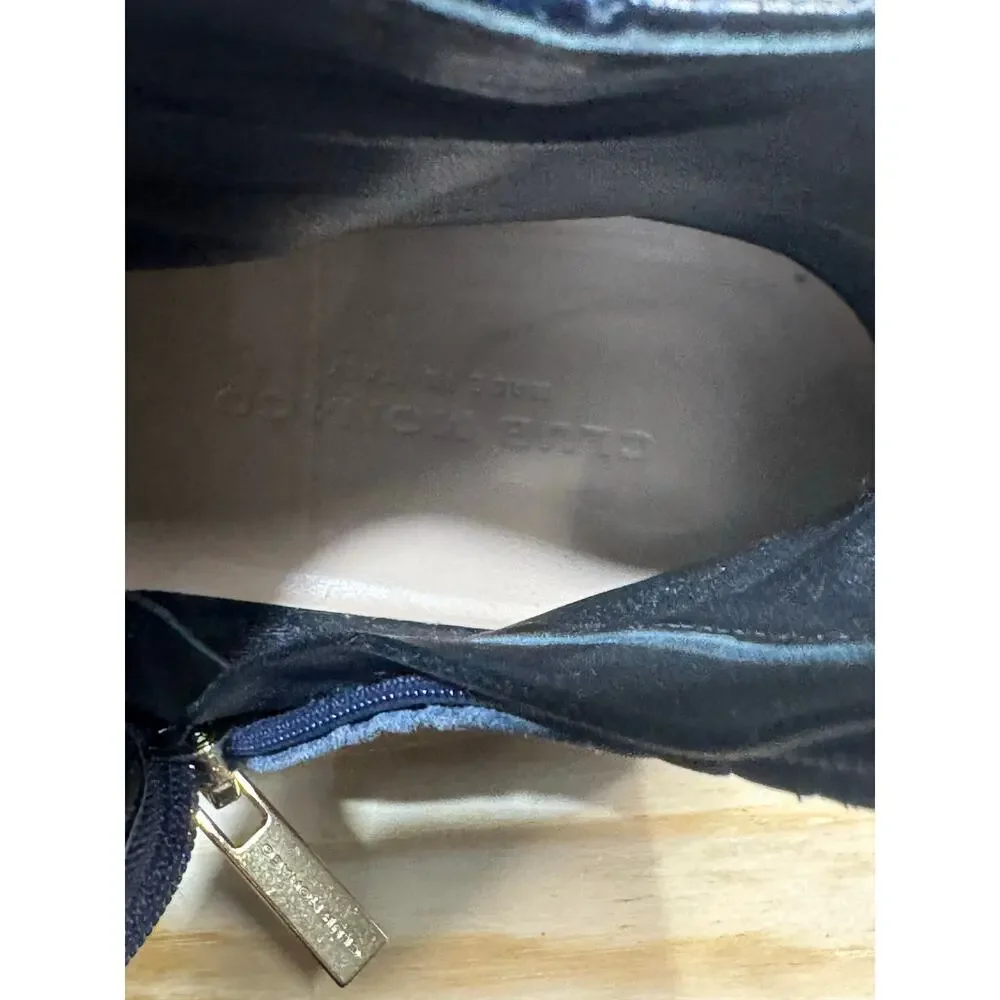 Club Monaco Trycia Black Leather Embossed Ankle Boots size 40 euro